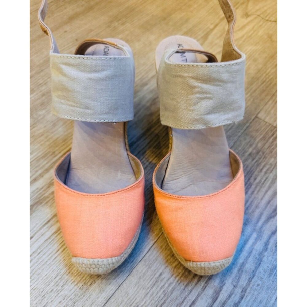 Adam Tucker Warm Coral Coastal Beach Resort Espadrilles Wedges Sandals 7
